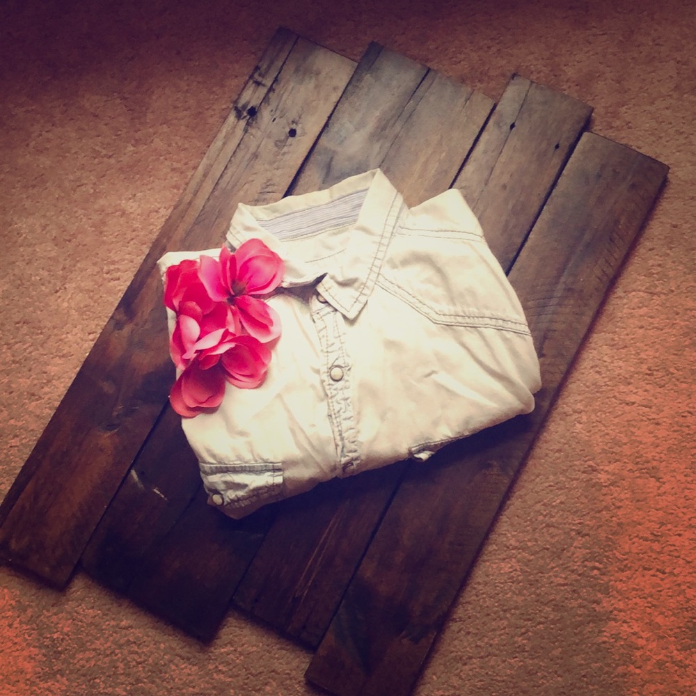 Distress denim shirt